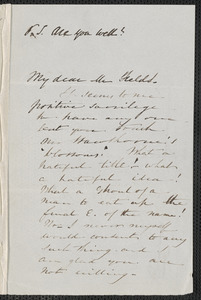 Sophia Hawthorne autograph letter signed to James Thomas Fields, [Concord], 29 July 1864