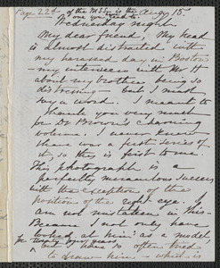 Sophia Hawthorne autograph letter signed to [James Thomas Fields, Concord], 15 August [1866]
