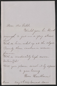 Rose Hawthorne Lathrop autograph note signed to Annie Adams Fields, [Concord], 5 May 1864